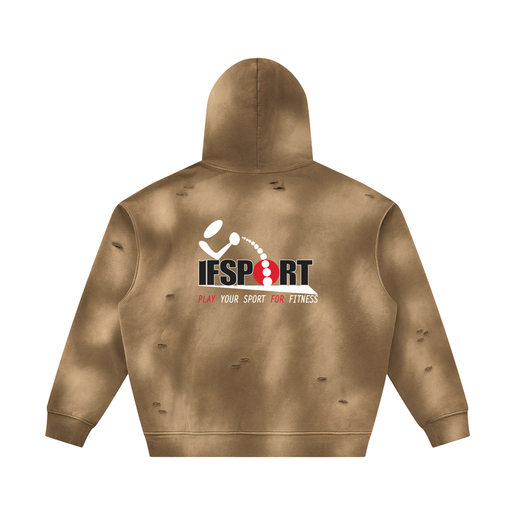 Unisex Sunfade Frayed Fleece Hoodie