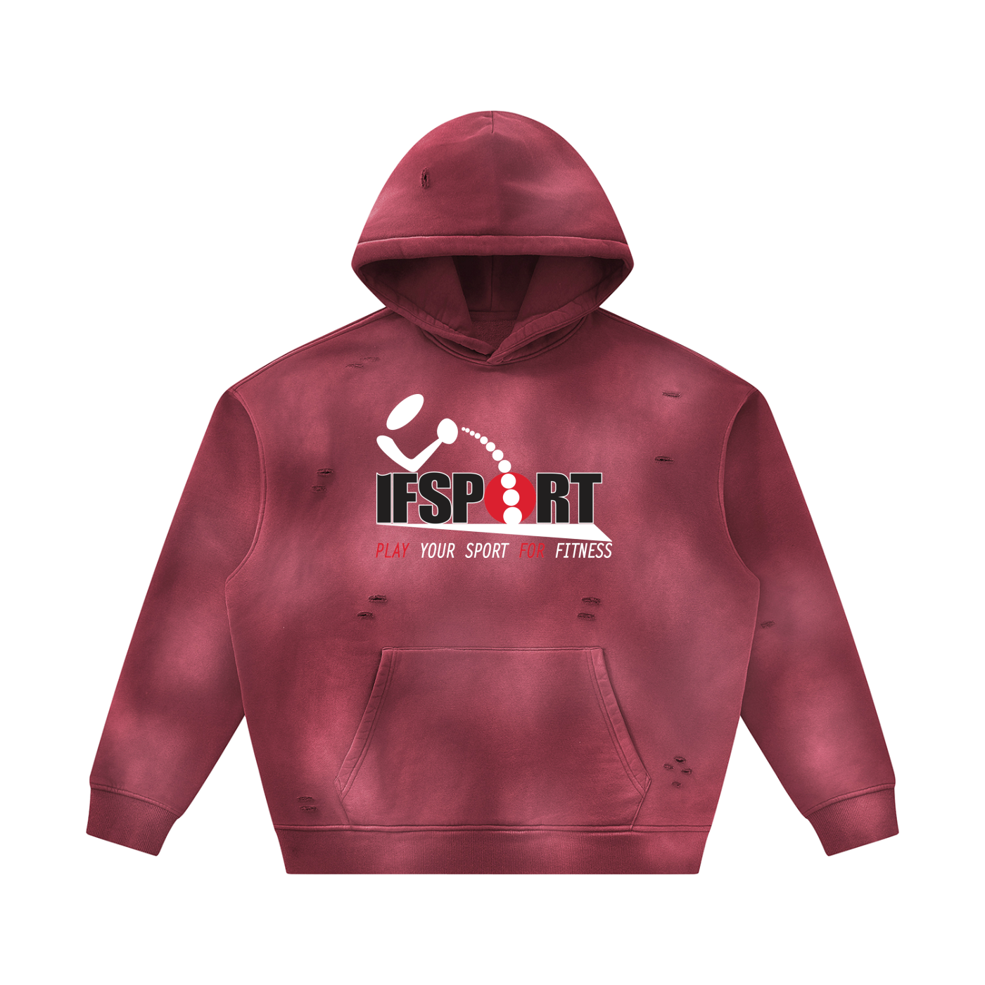 Unisex Sunfade Frayed Fleece Hoodie