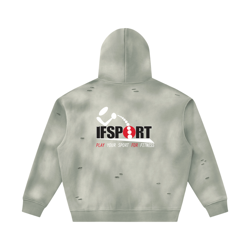 Unisex Sunfade Frayed Fleece Hoodie
