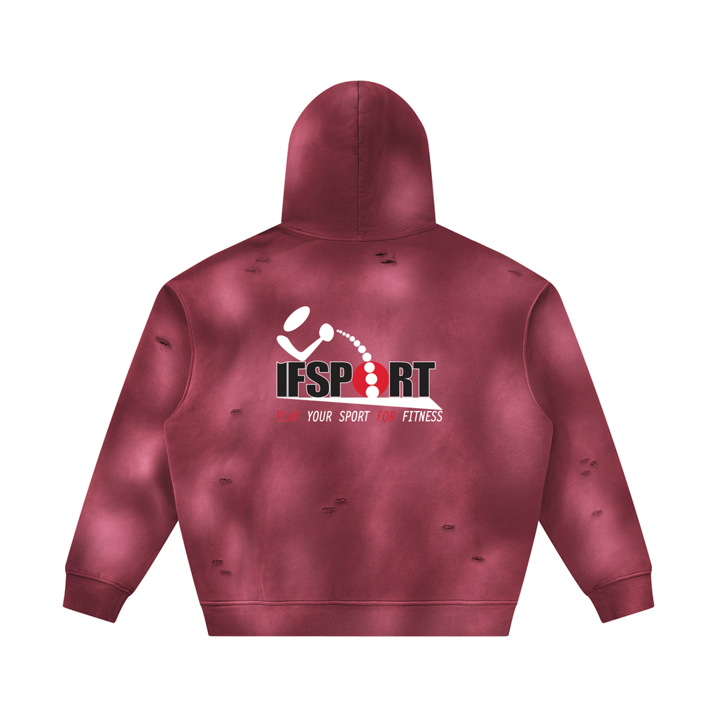 Unisex Sunfade Frayed Fleece Hoodie