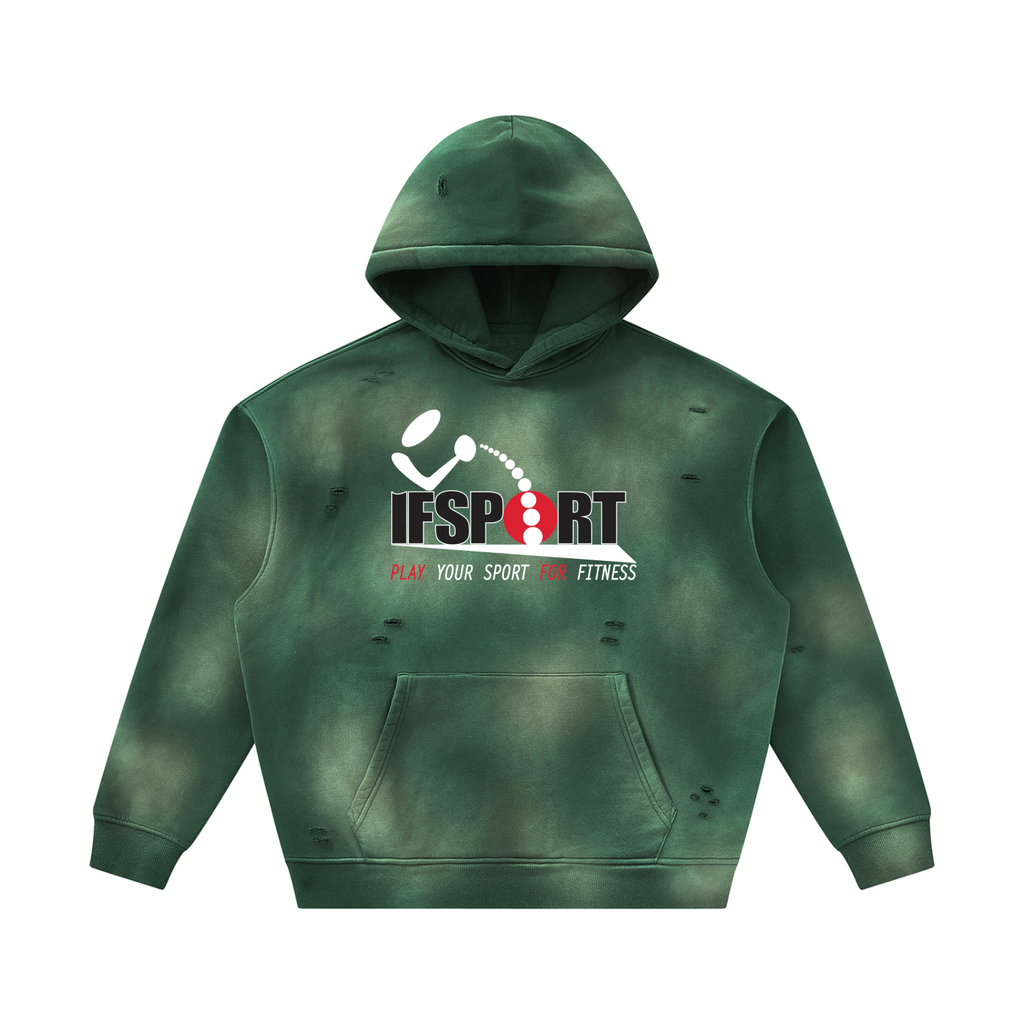 Unisex Sunfade Frayed Fleece Hoodie