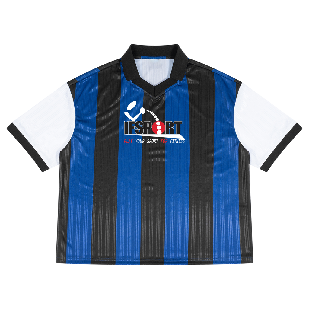 Unisex Boxy Striped Collared Soccer Jersey