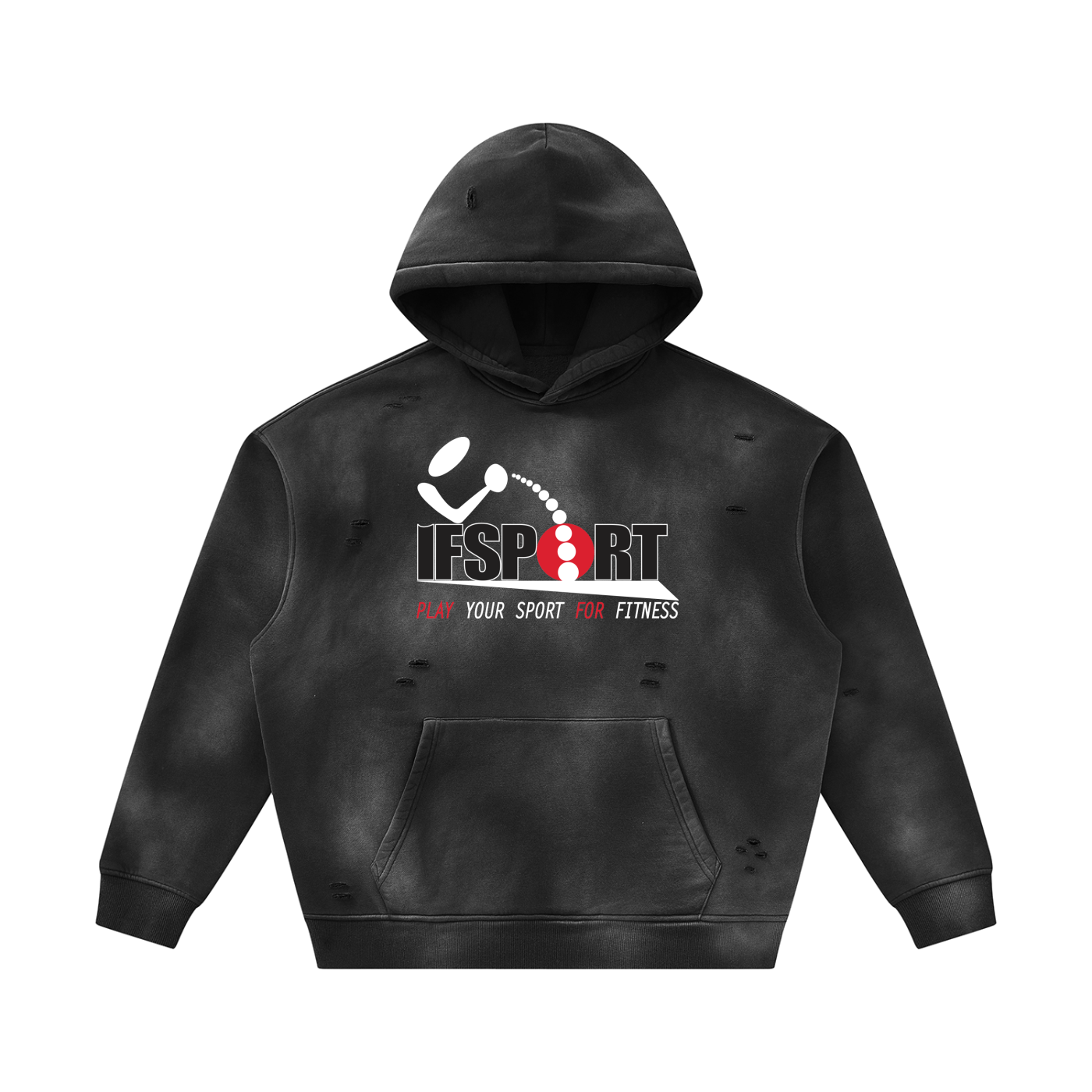 Unisex Sunfade Frayed Fleece Hoodie
