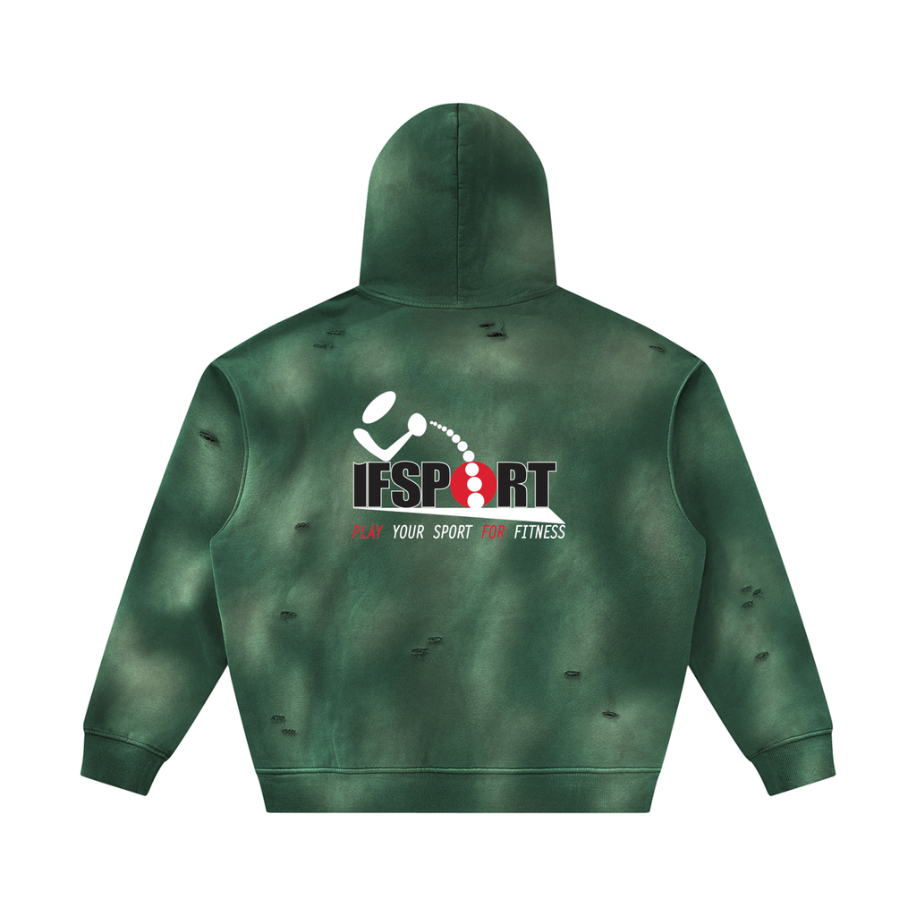 Unisex Sunfade Frayed Fleece Hoodie