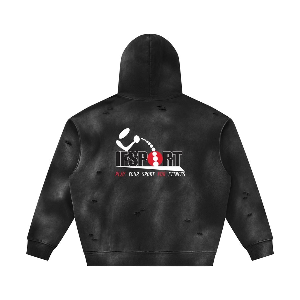 Unisex Sunfade Frayed Fleece Hoodie