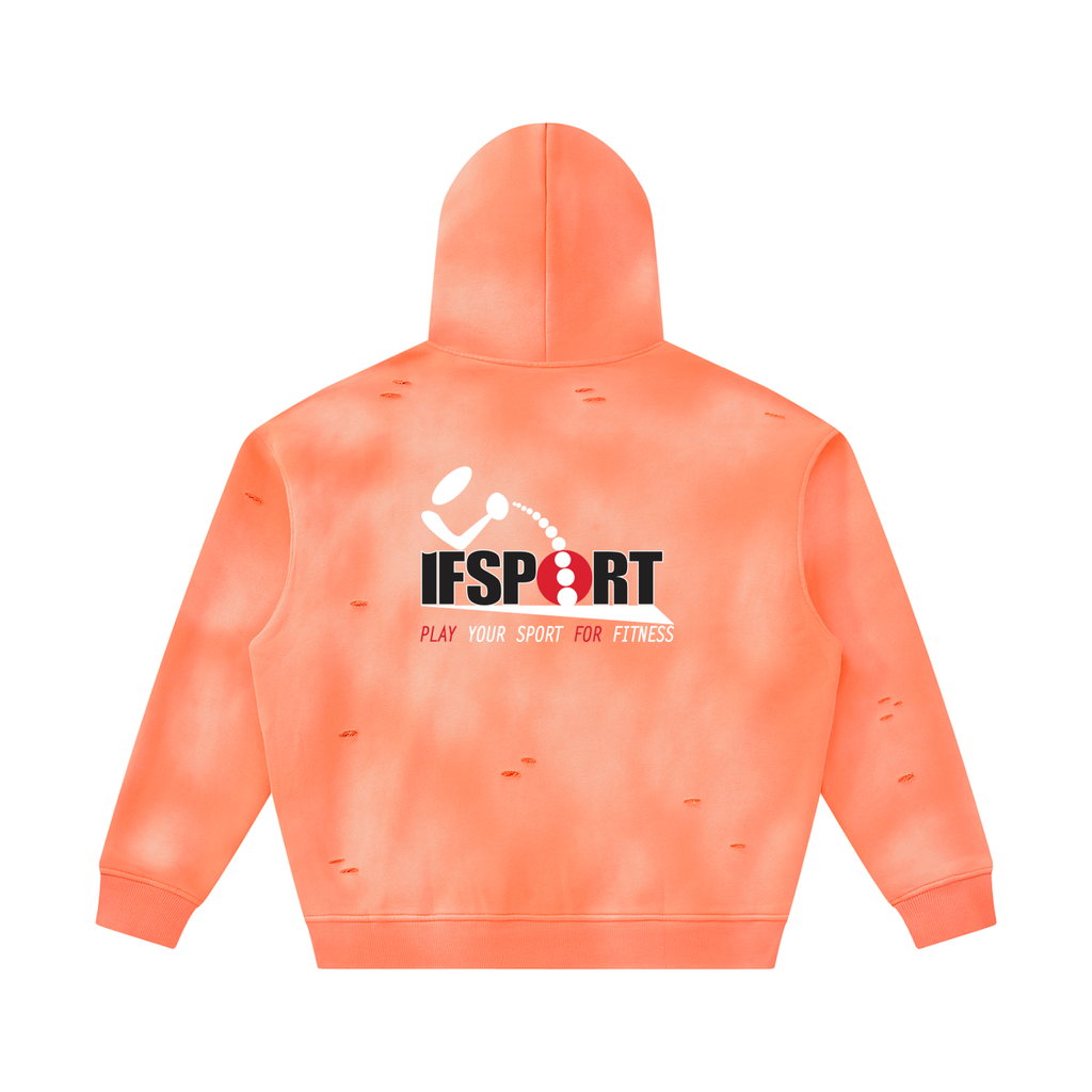 Unisex Sunfade Frayed Fleece Hoodie