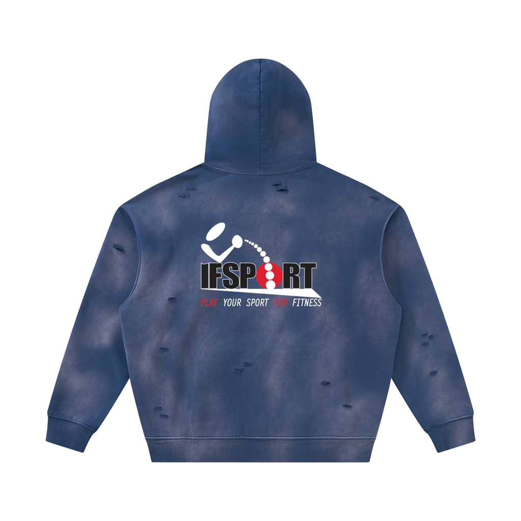 Unisex Sunfade Frayed Fleece Hoodie